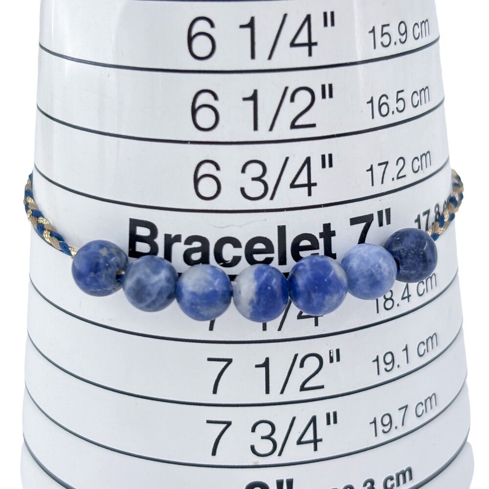 Adjustable 14kt Gold Alex and Ani Precious Threads Sodalite Bracelet - Picture 6 of 7